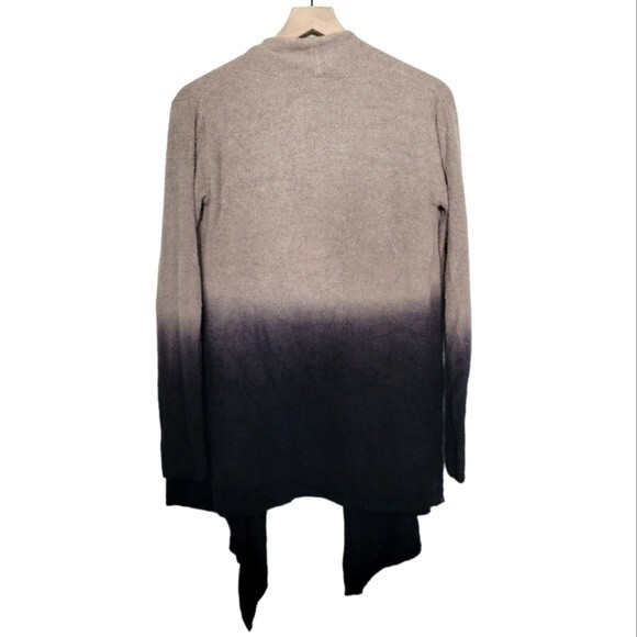 Barefoot Dreams CozyChic Lite Black & Gray Ombre Cardigan Sweater Size Small/Med - Picture 2 of 5